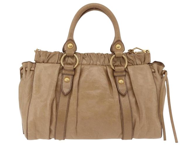 Bolso de mano Miu Miu de cuero 2way Beige Gold Auth 167736M Dorado - vista 2