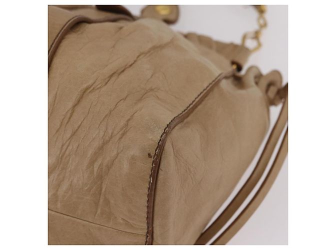 Bolso de mano Miu Miu de cuero 2way Beige Gold Auth 167736M Dorado - vista 20