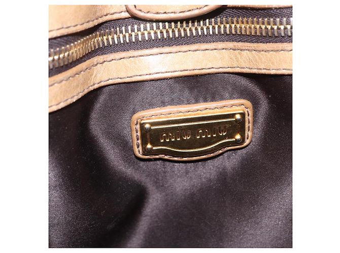 Bolso de mano Miu Miu de cuero 2way Beige Gold Auth 167736M Dorado - vista 25
