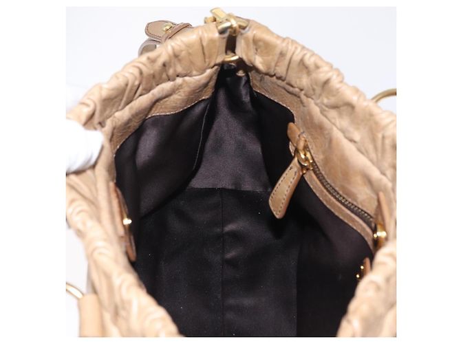 Bolso de mano Miu Miu de cuero 2way Beige Gold Auth 167736M Dorado - vista 27