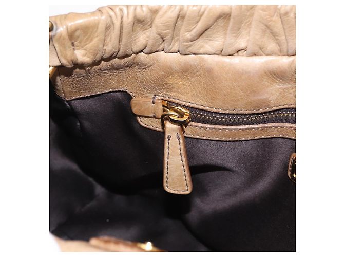 Bolso de mano Miu Miu de cuero 2way Beige Gold Auth 167736M Dorado - vista 28