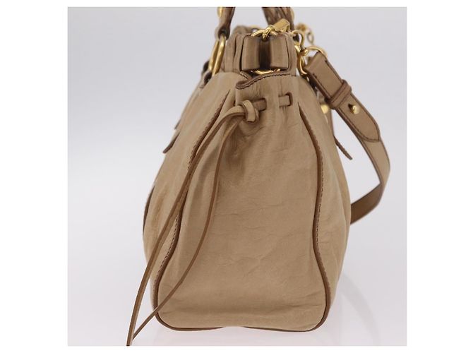 Bolso de mano Miu Miu de cuero 2way Beige Gold Auth 167736M Dorado - vista 4