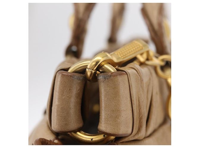 Bolso de mano Miu Miu de cuero 2way Beige Gold Auth 167736M Dorado - vista 5