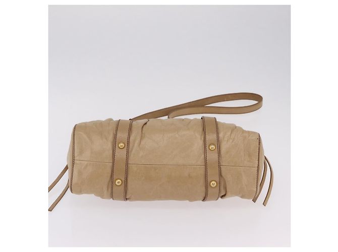 Bolso de mano Miu Miu de cuero 2way Beige Gold Auth 167736M Dorado - vista 6