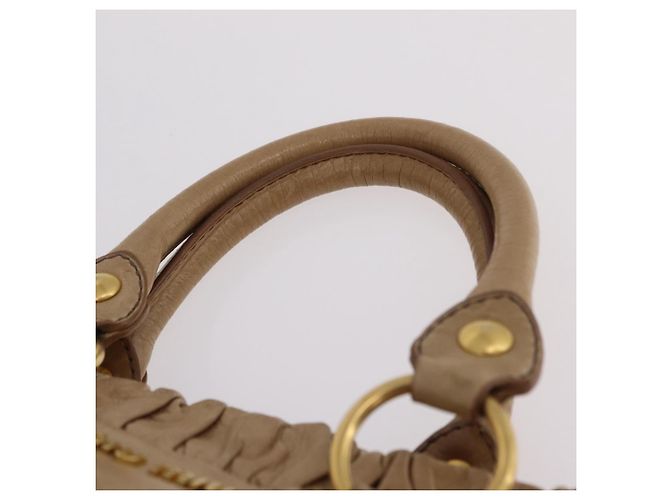 Bolso de mano Miu Miu de cuero 2way Beige Gold Auth 167736M Dorado - vista 8