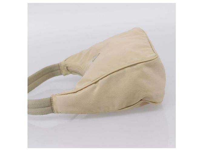 Bolsa de mão pochette PRADA Nylon Beige Silver Auth 206468A Prata Bege - vista 3