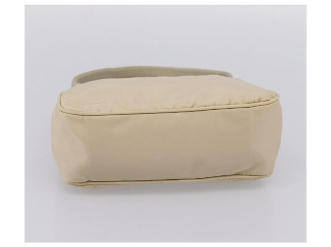 Bolsa de mão pochette PRADA Nylon Beige Silver Auth 206468A Prata Bege - vista 5