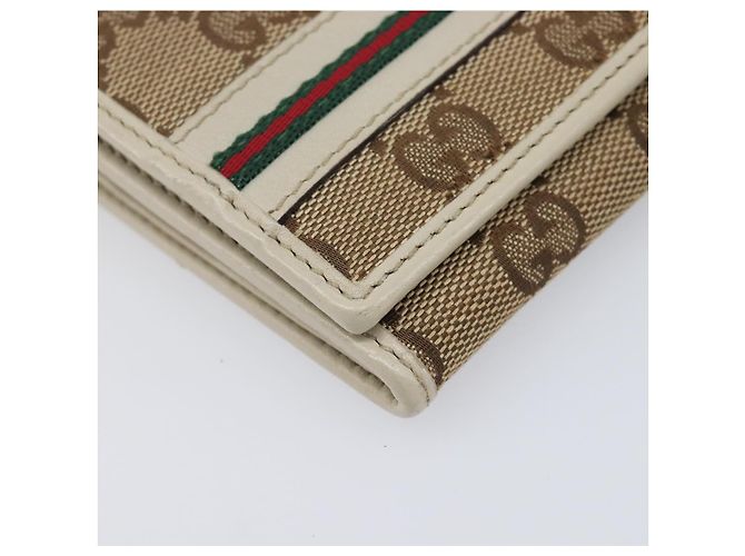 Cartera larga GUCCI GG Canvas Web Sherry Line Beige Gold Auth 205505V - vista 14