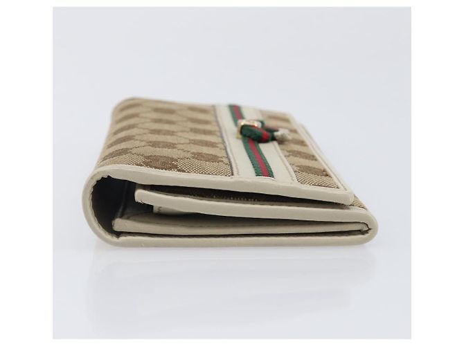 Cartera larga GUCCI GG Canvas Web Sherry Line Beige Gold Auth 205505V - vista 4
