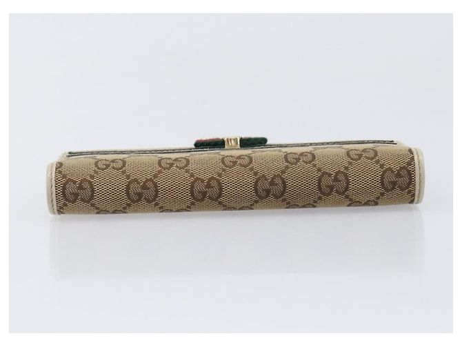 Cartera larga GUCCI GG Canvas Web Sherry Line Beige Gold Auth 205505V - vista 5
