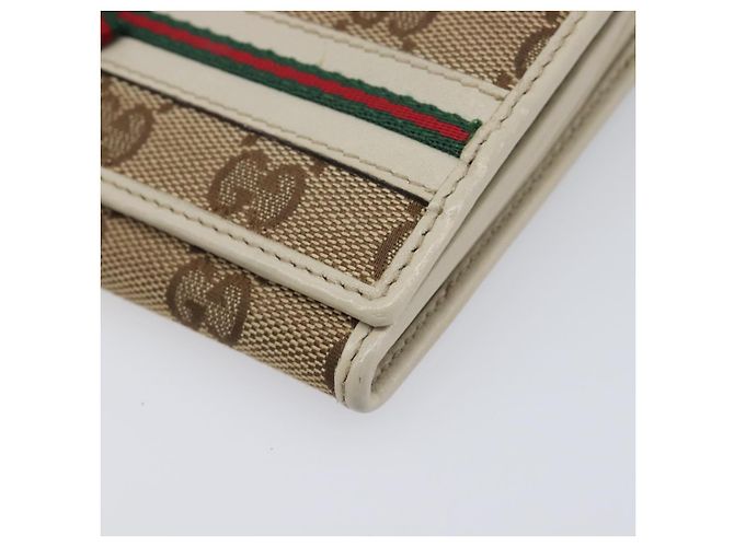 Cartera larga GUCCI GG Canvas Web Sherry Line Beige Gold Auth 205505V - vista 7