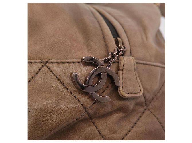 Borsa a tracolla CHANEL Lamb Skin Brown Gold CC Auth am12766A Marrone D'oro - vista 10