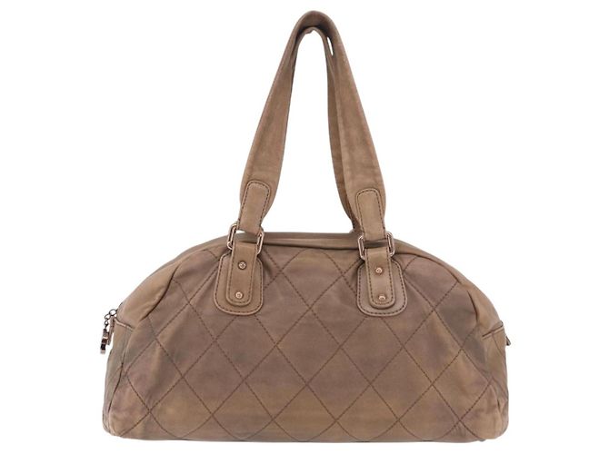 Borsa a tracolla CHANEL Lamb Skin Brown Gold CC Auth am12766A Marrone D'oro - vista 13