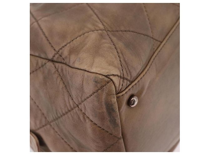 Borsa a tracolla CHANEL Lamb Skin Brown Gold CC Auth am12766A Marrone D'oro - vista 16