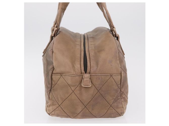 Borsa a tracolla CHANEL Lamb Skin Brown Gold CC Auth am12766A Marrone D'oro - vista 3
