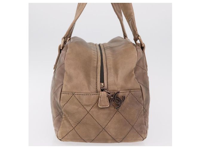 Borsa a tracolla CHANEL Lamb Skin Brown Gold CC Auth am12766A Marrone D'oro - vista 4