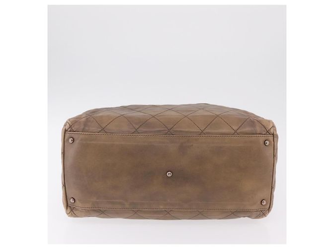 Borsa a tracolla CHANEL Lamb Skin Brown Gold CC Auth am12766A Marrone D'oro - vista 5