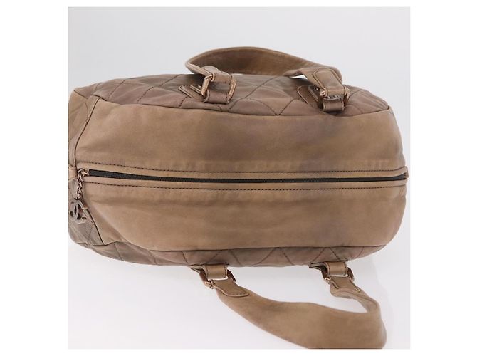 Borsa a tracolla CHANEL Lamb Skin Brown Gold CC Auth am12766A Marrone D'oro - vista 6