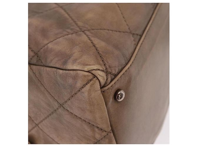 Borsa a tracolla CHANEL Lamb Skin Brown Gold CC Auth am12766A Marrone D'oro - vista 9