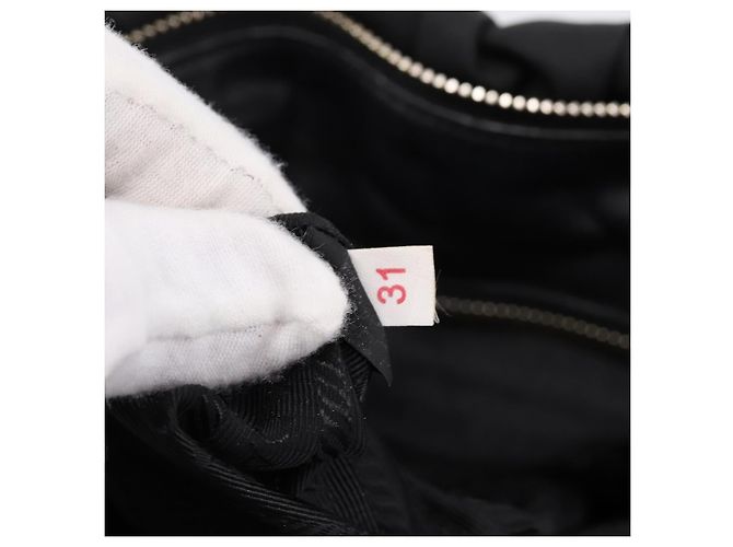 Bolso de mano fruncido PRADA Nylon 2way Negro Oro Auth BA16051A Dorado - vista 12