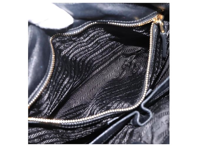 Bolso de mano fruncido PRADA Nylon 2way Negro Oro Auth BA16051A Dorado - vista 26