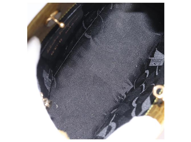 Borsa Salvatore Ferragamo in pelle goffrata coccodrillo 2way Verde Oro Auth 206415 - vista 11