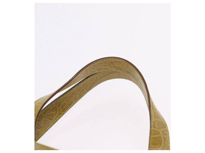 Borsa Salvatore Ferragamo in pelle goffrata coccodrillo 2way Verde Oro Auth 206415 - vista 15