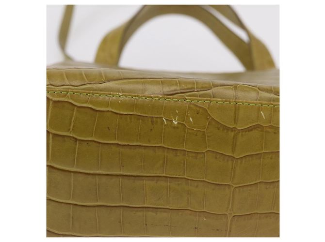 Borsa Salvatore Ferragamo in pelle goffrata coccodrillo 2way Verde Oro Auth 206415 - vista 17