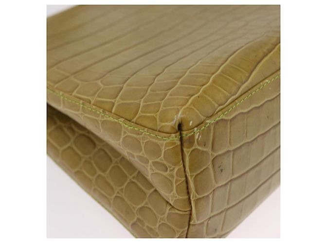 Borsa Salvatore Ferragamo in pelle goffrata coccodrillo 2way Verde Oro Auth 206415 - vista 18