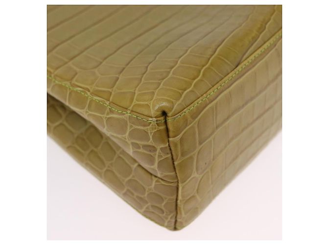 Borsa Salvatore Ferragamo in pelle goffrata coccodrillo 2way Verde Oro Auth 206415 - vista 20