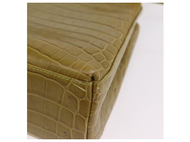 Borsa Salvatore Ferragamo in pelle goffrata coccodrillo 2way Verde Oro Auth 206415 - vista 21
