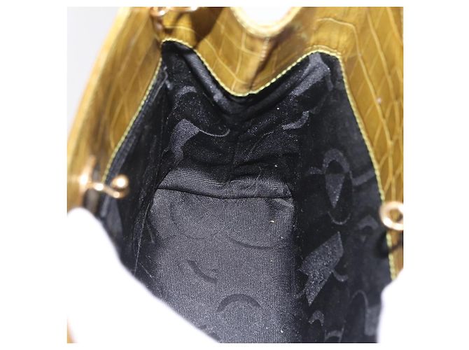 Borsa Salvatore Ferragamo in pelle goffrata coccodrillo 2way Verde Oro Auth 206415 - vista 24