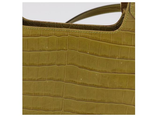 Borsa Salvatore Ferragamo in pelle goffrata coccodrillo 2way Verde Oro Auth 206415 - vista 4