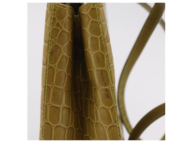 Borsa Salvatore Ferragamo in pelle goffrata coccodrillo 2way Verde Oro Auth 206415 - vista 7