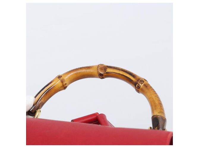 Zaino GUCCI Bamboo in pelle rosso e oro 003 2058 0016 Auth ep16261 D'oro - vista 14