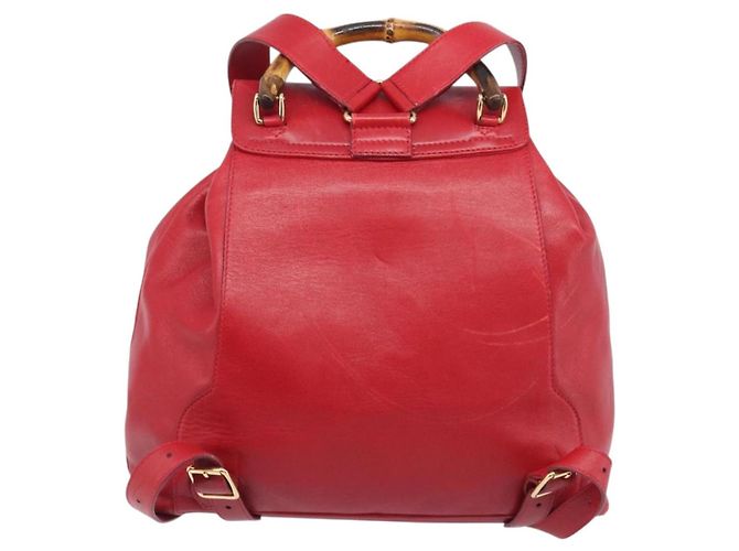 Zaino GUCCI Bamboo in pelle rosso e oro 003 2058 0016 Auth ep16261 D'oro - vista 2