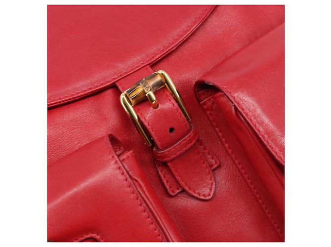 Zaino GUCCI Bamboo in pelle rosso e oro 003 2058 0016 Auth ep16261 D'oro - vista 20