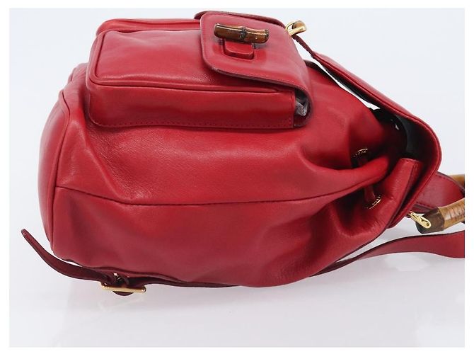 Zaino GUCCI Bamboo in pelle rosso e oro 003 2058 0016 Auth ep16261 D'oro - vista 3