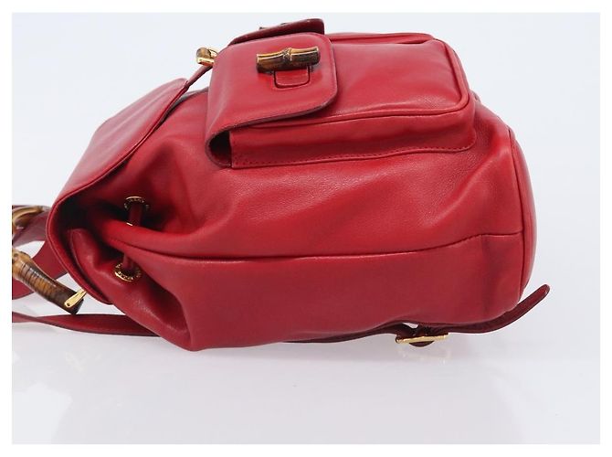 Zaino GUCCI Bamboo in pelle rosso e oro 003 2058 0016 Auth ep16261 D'oro - vista 4