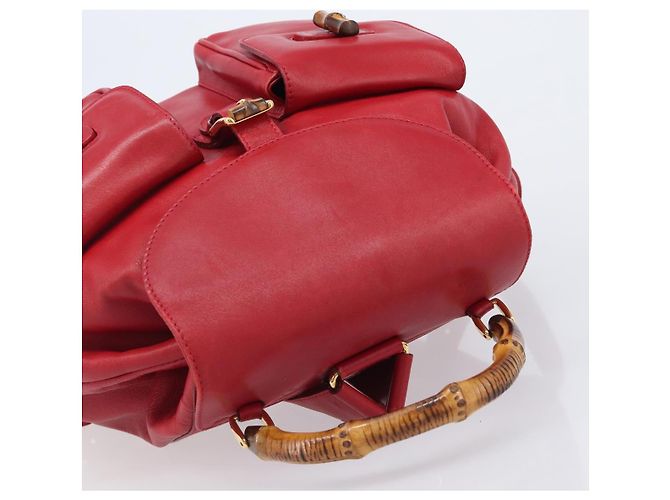 Zaino GUCCI Bamboo in pelle rosso e oro 003 2058 0016 Auth ep16261 D'oro - vista 6