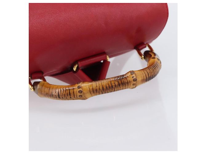 Zaino GUCCI Bamboo in pelle rosso e oro 003 2058 0016 Auth ep16261 D'oro - vista 7