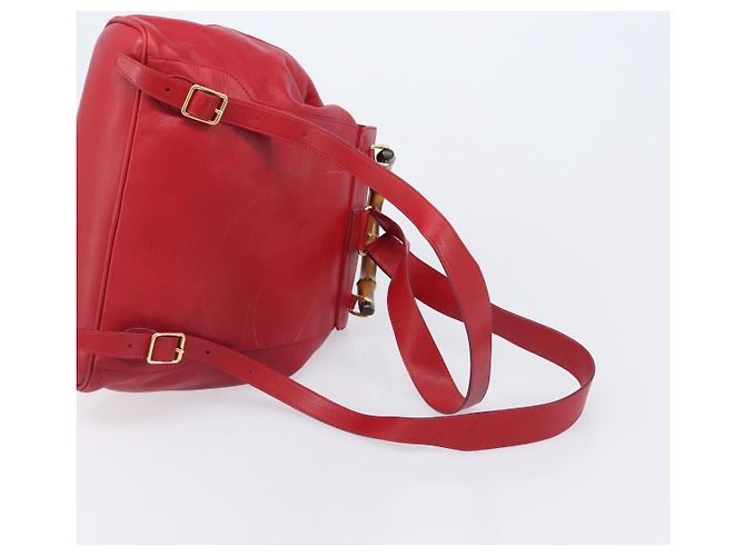Zaino GUCCI Bamboo in pelle rosso e oro 003 2058 0016 Auth ep16261 D'oro - vista 8