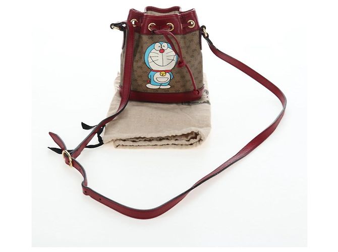 Borsa a tracolla GUCCI Micro GG Doraemon PVC Beige Tono Oro 647801 Auth 206889M - vista 12