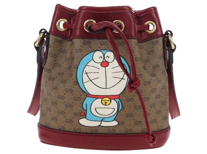 Borsa a tracolla GUCCI Micro GG Doraemon PVC Beige Tono Oro 647801 Auth 206889M - vista 13