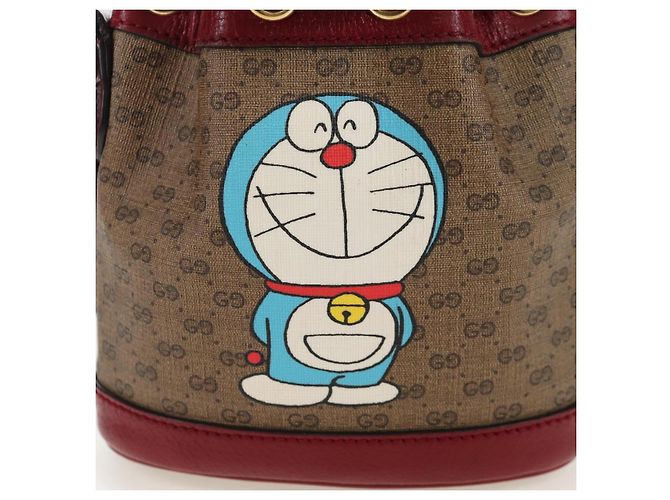 Borsa a tracolla GUCCI Micro GG Doraemon PVC Beige Tono Oro 647801 Auth 206889M - vista 2