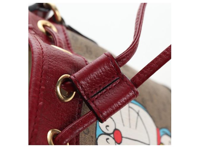 Borsa a tracolla GUCCI Micro GG Doraemon PVC Beige Tono Oro 647801 Auth 206889M - vista 22