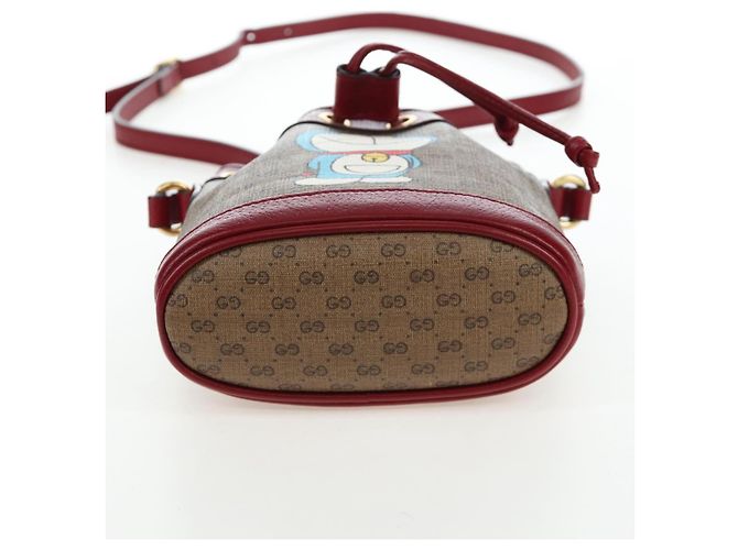 Borsa a tracolla GUCCI Micro GG Doraemon PVC Beige Tono Oro 647801 Auth 206889M - vista 6