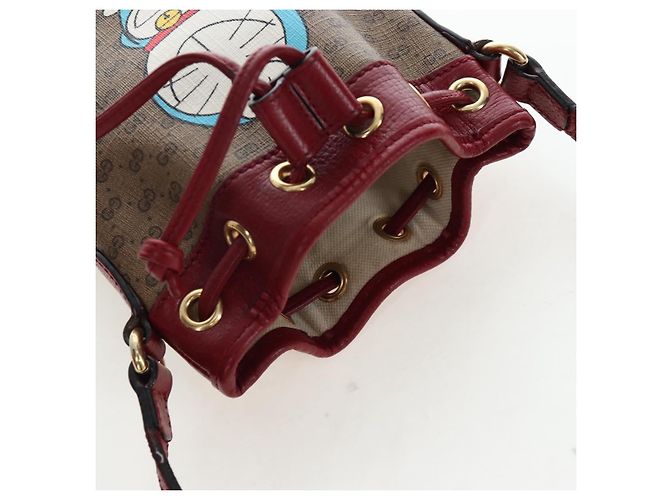 Borsa a tracolla GUCCI Micro GG Doraemon PVC Beige Tono Oro 647801 Auth 206889M - vista 7