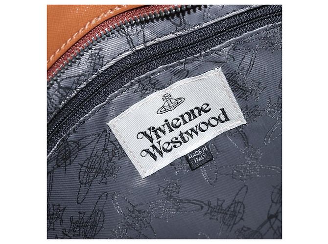 Borsa Tote Vivienne Westwood Pelle Marrone Argento Auth 207699A - vista 19
