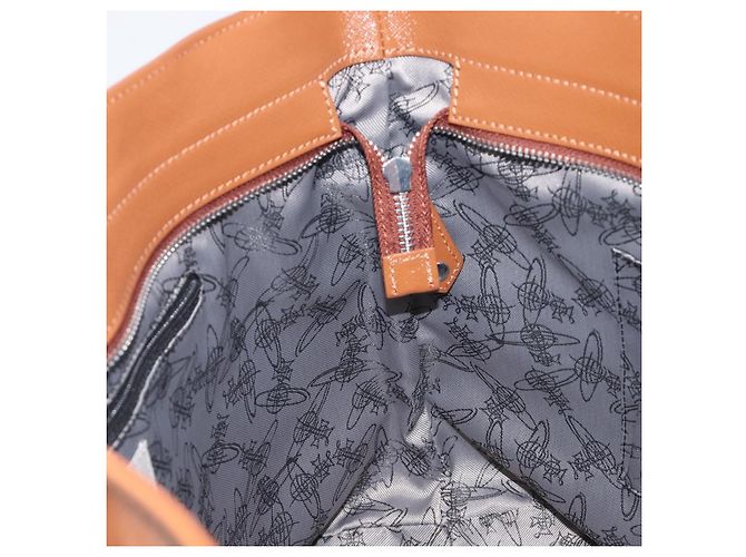 Borsa Tote Vivienne Westwood Pelle Marrone Argento Auth 207699A - vista 20